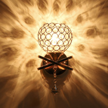 European-style crystal wall lamp double-headed light luxury living room background wall lamp Bedroom bedside lamp E27 bulb led can be 110V
