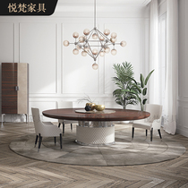 Willstyle Light Lavish Round Dining Table And Chairs Combined Hotel Villa With Turntable Dining Table Large Family Dining Table Restaurant Furniture
