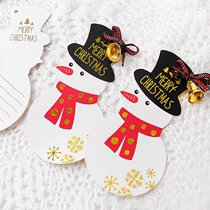 Christmas hang tag Bronzing old man Snowman Deer card small pendant Christmas card dress up with 10 hanging cards