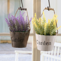 Vintage old plastic floral lavender fake flower ornaments Flower arrangement simulation flower indoor living room potted decoration decoration