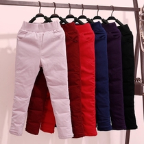 Childrens clothing childrens down pants girls thickened outer wear high waist winter middle-aged childrens white duck down warm leggings cotton pants