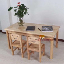 Kindergarten solid wood table and chair set Log desk Early education center training course game six-person table Home childrens table