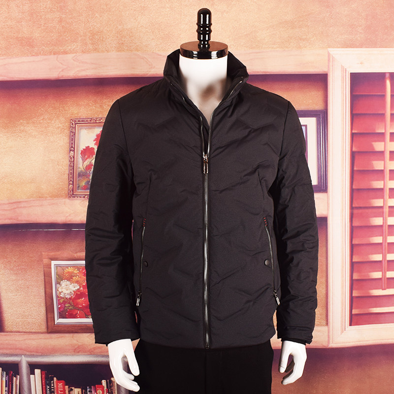 jinsihu/金丝狐男秋冬新款白鸭羽绒服商务休闲黑色保暖外套中青年_7折