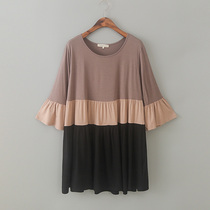 Foreign Trade Big Code Womens Dress Original Tail Single Autumn Clothing New Fat Mm Spliced T-shirt 70% Sleeve Undershirt
