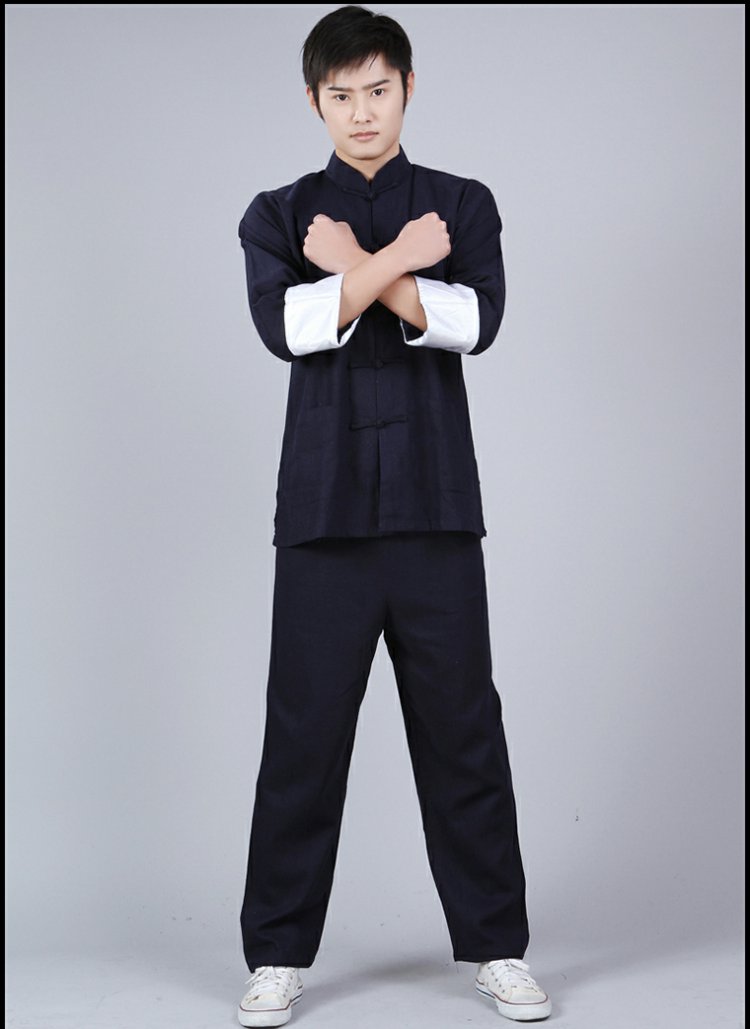 唐装 功夫衫 叶问同款咏春太极中国风马褂棉麻青年套装 李小龙