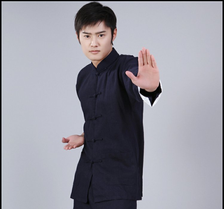 唐装 功夫衫 叶问同款咏春太极中国风马褂棉麻青年套装 李小龙