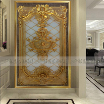 Shanghai art glass walkway entrance screen background wall living room tempered carved gold foil-European style