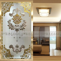 Light luxury art glass partition screen custom entrance European style modern simple European three-dimensional carving gold leaf royal style