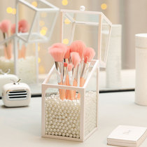 Plastic glass flip brush tube makeup brush tube dustproof flap box cosmetic brush bucket Pearl brush storage box