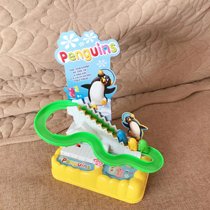 80s retro classic toy electric penguin rail car Slide track Penguin climbing stairs Christmas gift
