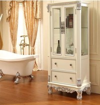 Luxury European solid wood floor-to-ceiling storage cabinet toilet toilet side cabinet waterproof and environmentally friendly oak side cabinet