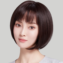Wig female short hair net red bobo bobo head real hair round face collarbone hair repair face air bangs full headgear natural