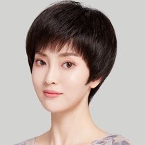 Mother wig female short hair wig set real hair silk headgear full natural middle-aged and elderly breathable short ladies style