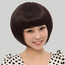 Wig female short hair short straight hair full head set fluffy bobo hair set simulation hair bobo head cover mushroom head natural