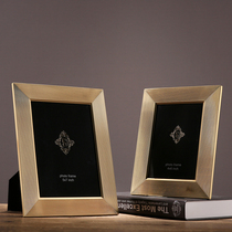 Modern simple photo frame table 6 inch 7 inch high-end brass metal photo frame model room office bedroom decoration
