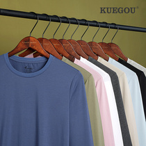 Kuegou mens Modale long sleeve T-shirt mens clothing spring pure color round collar blouses against the bottom shirt 5951