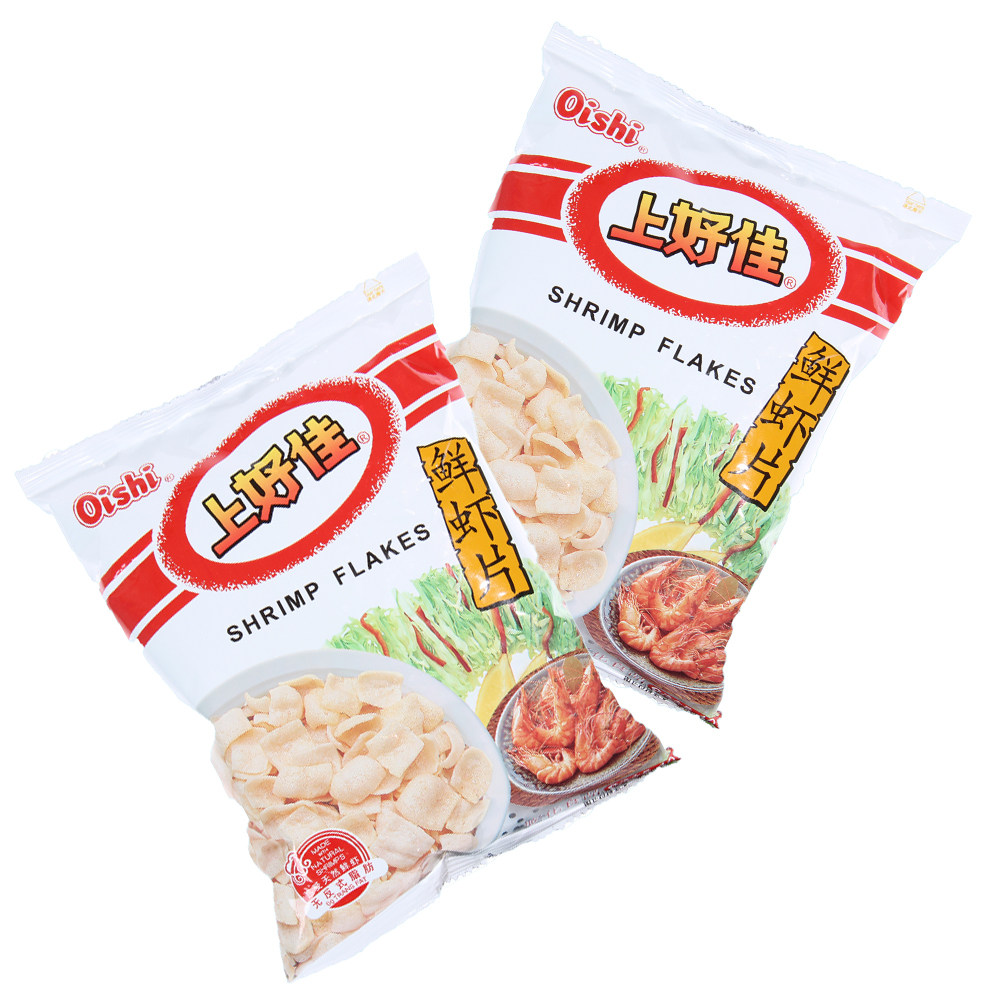 上好佳鲜虾片儿时零食办公室休闲膨化非油炸薯片7g*60袋包邮