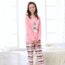 Pajamas women long sleeve cotton Korean cartoon sweet cute girl cotton home suit can be worn outside spring and autumn