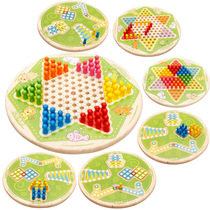 Wooden Toys Seven All-in-one Checkers Flying Chess Tug-of-war Chess Jailbreak No-way Childrens Desktop Games Puzzle Toys