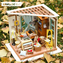 3d Three-dimensional Jigsaw Wood Diy Lodge Creative Gift Pure Handmade Assembly Tailor Shop Toy Chalet House