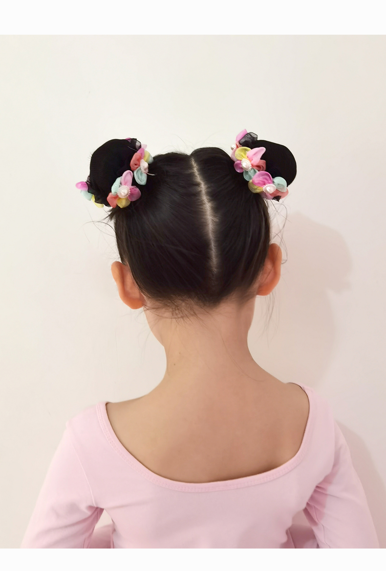 发网女舞蹈头饰盘发神器网兜儿童丸子 发套 盘头发的发圈芭蕾头花