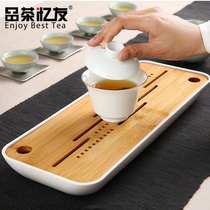 Tea tasting Yiyou Seven star bamboo tea tray Storage type Shangyu black and white tea set Travel dry bubble tray Tea table Japanese style