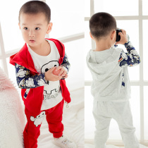 Childrens spring new suit Baby spring and Autumn childrens clothing Boy female baby sports sweater three-piece Korean version of the tide