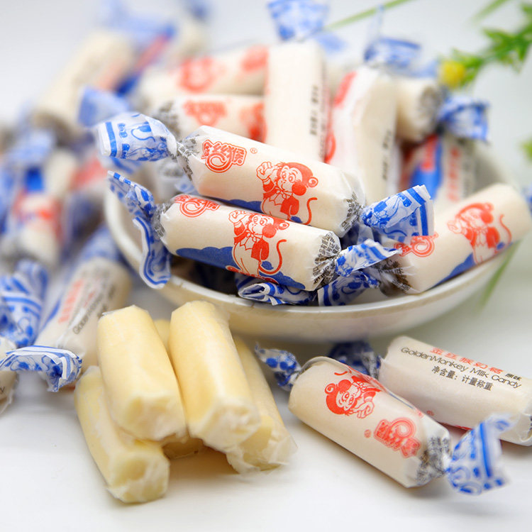 金丝猴圆柱牛奶糖块 原味奶糖 散装称500g 结婚礼喜庆宴喜糖果