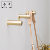 Original design Nordic pure brass adhesive hook porch living room bedroom creative wall hanging decoration hook coat hook