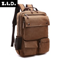 2017 large capacity canvas bag fashion European and American style shoulder bag men and women multifunctional outdoor mens backpack