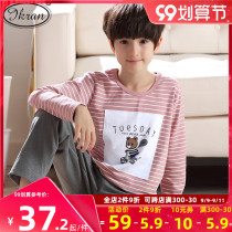 Childrens pajamas boys spring and autumn long sleeves cotton cartoon boys children cotton home clothes set