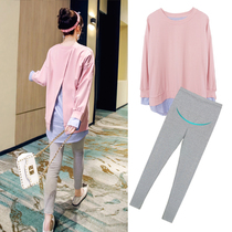 New Foreign style pregnant women 2021 autumn two-piece loose T-shirt top belly leggings autumn fashion suit