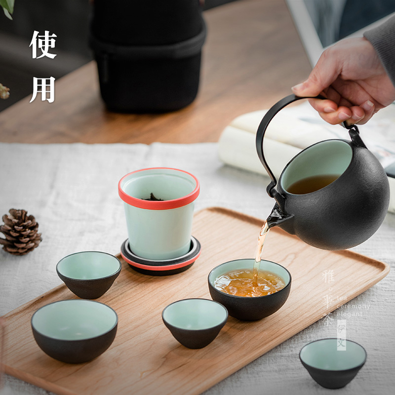 Evan ceramic pot of girder crack cup portable travel kung fu tea set office teapot is suing small suit