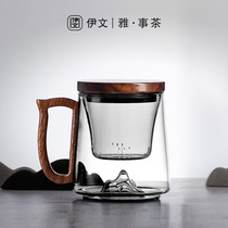 Filter Tea Cup Glass Tea Cup View Mountain Cup Home Office Water Cup Tea Cup Tea Water Separation Flower Tea Cup