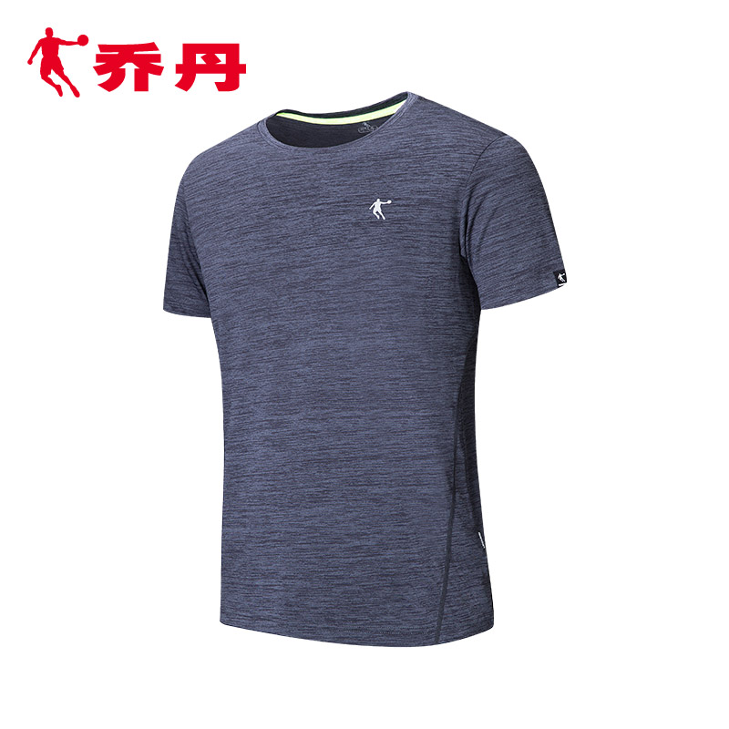 乔丹男装运动服短袖男夏季新款休闲针织圆领t恤健身上衣跑步衫男
