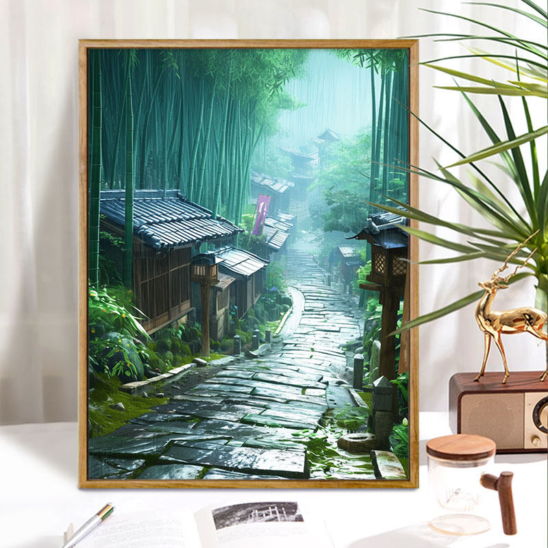 地主悌助　石　油彩画　10号 希施金油画风景《穿过森林的小路》 - 油画高清图片下载- 集古作网