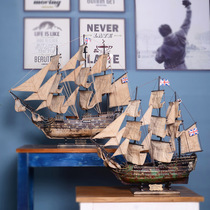 Vintage old style sailing boat model assembly ornaments Royal Victory Hand-made ship office Antique wooden boat