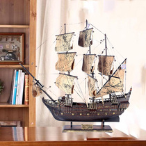 Vintage Caribbean Pirates of the Caribbean ship model assembly pendulum doing old effect craft ship Black Pearl No 95cm Pirate ship model