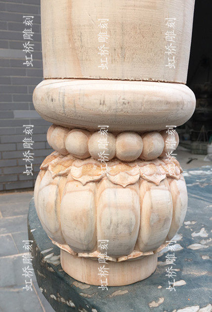 古建园林寺庙装饰木雕雀替 垂花柱 莲花柱头样品定制厂家直销