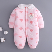 Newborn baby clothes One-piece clothes Baby Hayi climbing clothes Baby boy girl autumn and winter clothes warm cotton thickened cotton coat