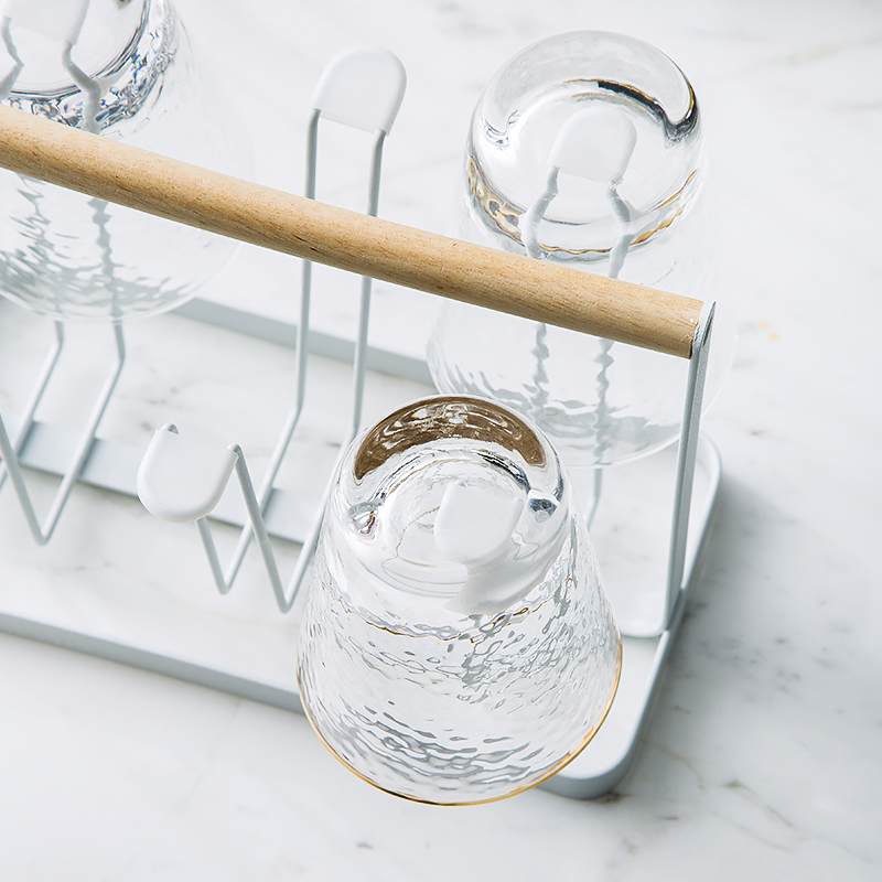 Porcelain soul cup cup rack shelf creative Nordic home drop hanging glass shelf water filter wearing glasses the receive frame