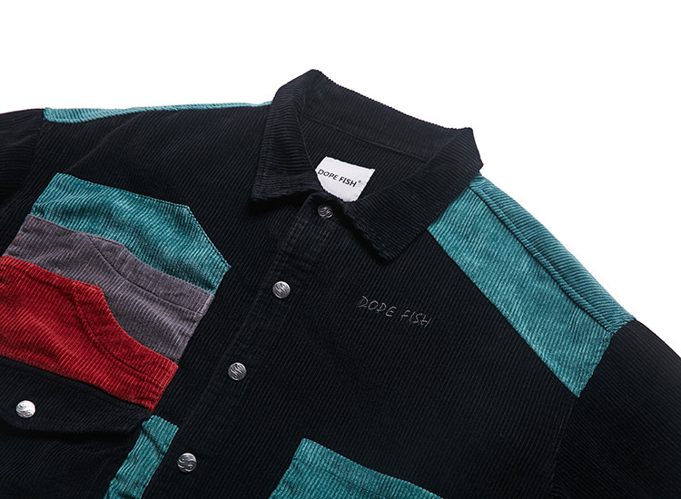 p135 dope fish灯芯绒拼接外套男