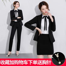 2021 spring and autumn new college temperament Korean version of professional black interview dress small suit suit womens two-piece suit