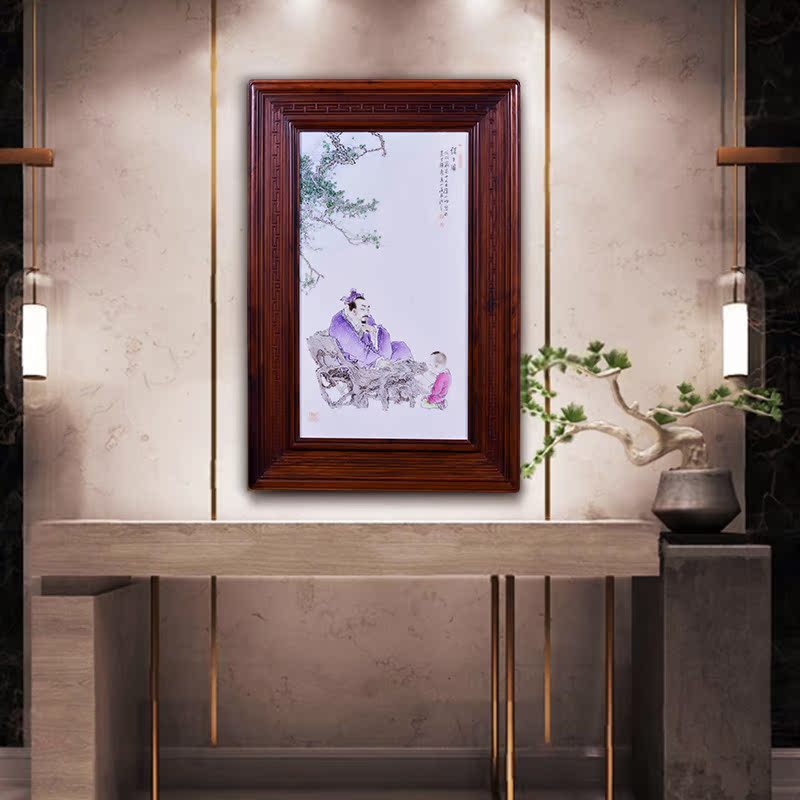 Jingdezhen ceramics hand - drawn characters famille rose decoration painting dining - room wall of sitting room sofa background wall study