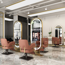 LED luminous hairdresser shop mirror table floor-to-floor haircut perm mirror barber shop net red hair salon dedicated double-sided