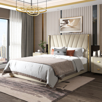 Post-modern minimalist zhen leather bed light luxury ins pi yi chuang 1 8 meters master bedroom large small storage pouch double bed