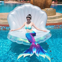Inflatable shell floating row pearl scallop sofa floating bed air cushion inflatable shell silver color edge photography props