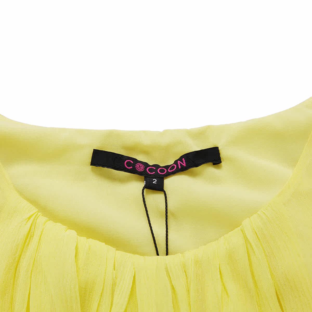 cocoon 2017夏新款专柜荷叶边圆领短袖真丝连衣裙242f3020157