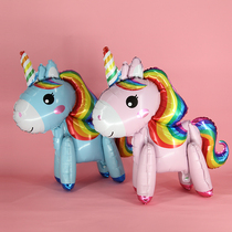 Baby birthday arrangement supplies unicorn shape standing cartoon aluminum film balloon decoration childrens birthday party