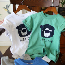 Summer fit Little Bear Children short sleeve T-shirt boy pure cotton half sleeve beat bottom shirt baby CUHK child blouse child clothing
